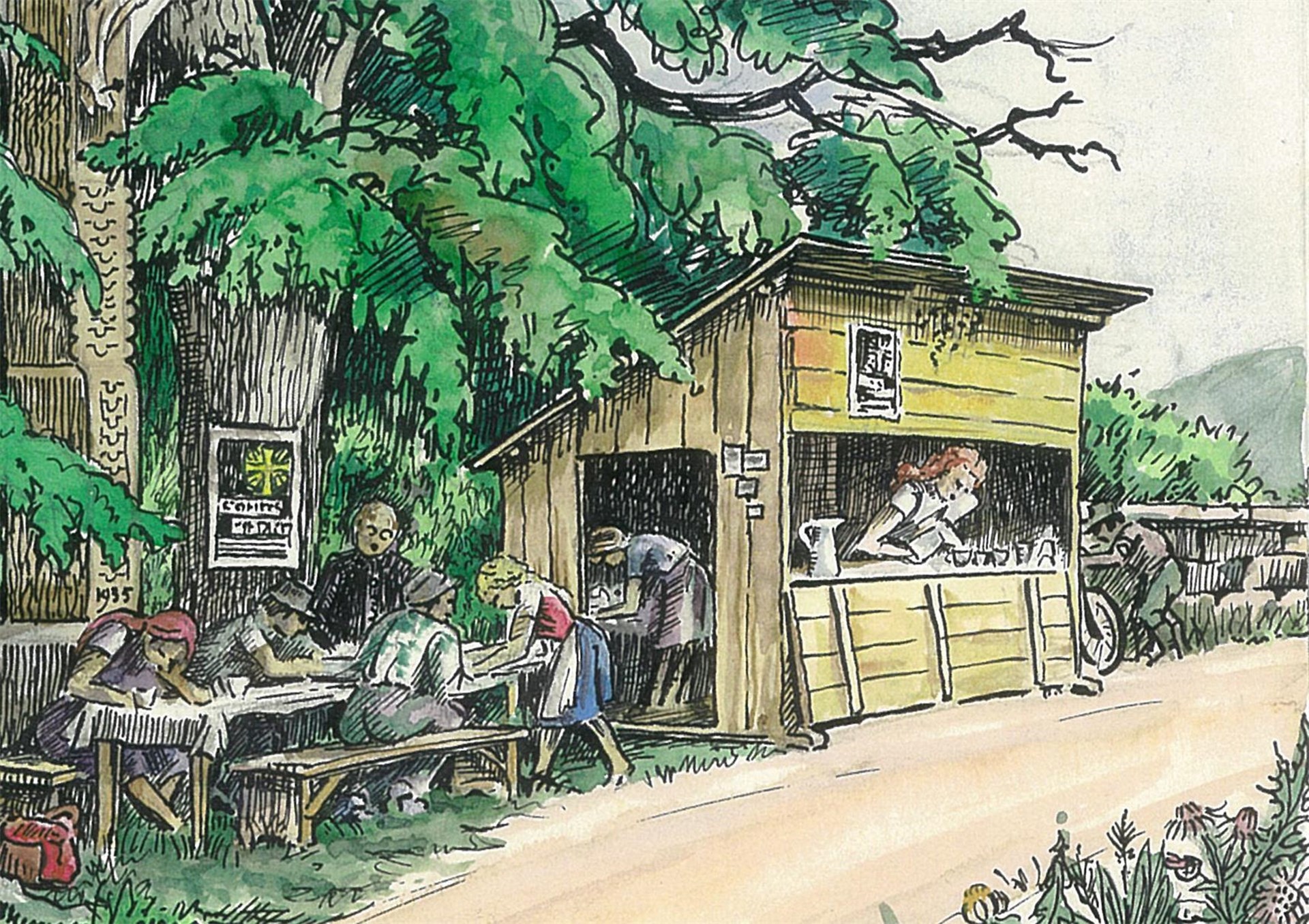 Teestelle - Ausschnitt aus Zeichnung Loibl